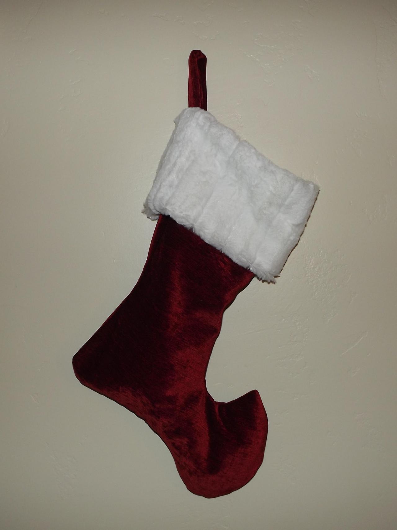 Christmas Stocking Elf Style Traditional Red & White